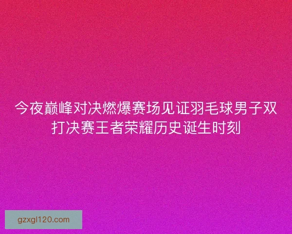 今夜巅峰对决燃爆赛场见证羽毛球男子双打决赛王者荣耀历史诞生时刻
